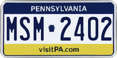 PA license plate MSM2402