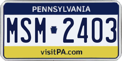 PA license plate MSM2403