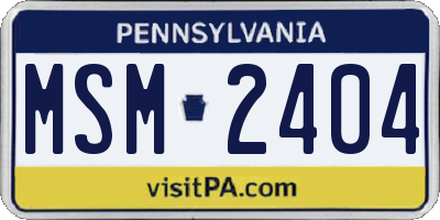 PA license plate MSM2404