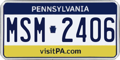 PA license plate MSM2406