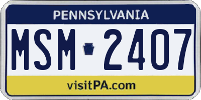 PA license plate MSM2407