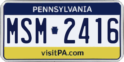 PA license plate MSM2416