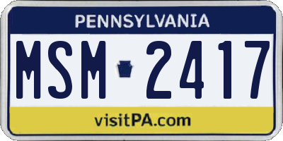 PA license plate MSM2417