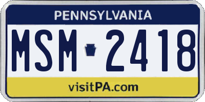 PA license plate MSM2418