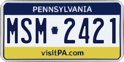 PA license plate MSM2421