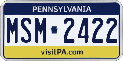 PA license plate MSM2422