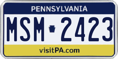 PA license plate MSM2423