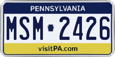 PA license plate MSM2426