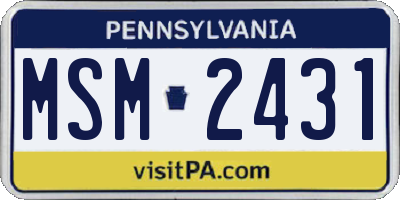 PA license plate MSM2431