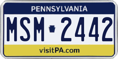PA license plate MSM2442