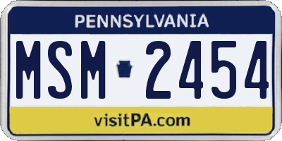 PA license plate MSM2454