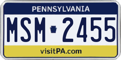 PA license plate MSM2455
