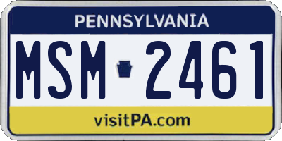 PA license plate MSM2461