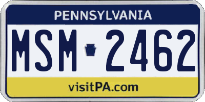 PA license plate MSM2462