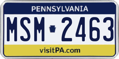 PA license plate MSM2463