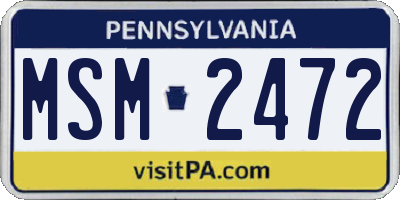 PA license plate MSM2472