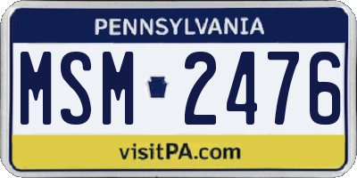 PA license plate MSM2476