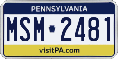 PA license plate MSM2481