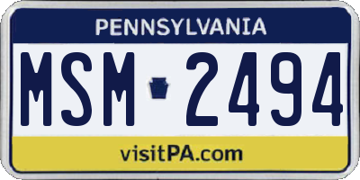 PA license plate MSM2494