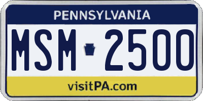 PA license plate MSM2500