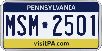 PA license plate MSM2501
