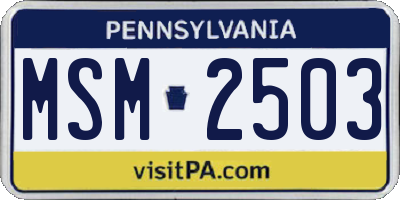 PA license plate MSM2503