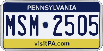 PA license plate MSM2505