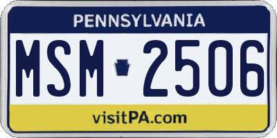 PA license plate MSM2506