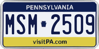 PA license plate MSM2509