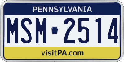 PA license plate MSM2514