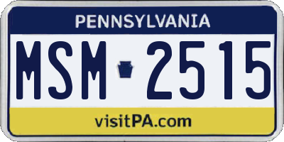PA license plate MSM2515