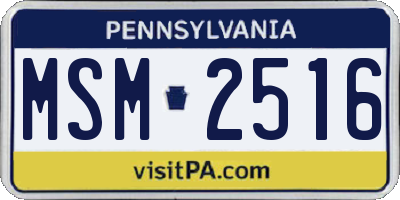 PA license plate MSM2516