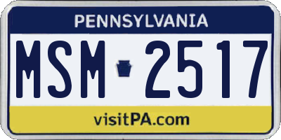 PA license plate MSM2517