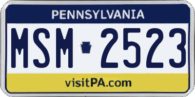 PA license plate MSM2523