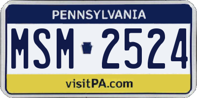 PA license plate MSM2524