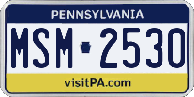 PA license plate MSM2530