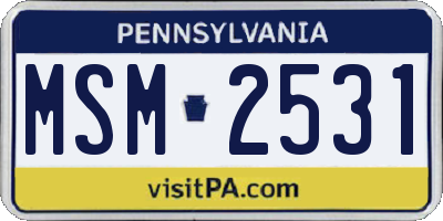 PA license plate MSM2531