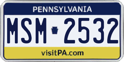 PA license plate MSM2532