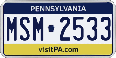 PA license plate MSM2533