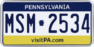 PA license plate MSM2534
