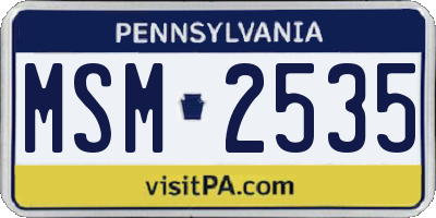PA license plate MSM2535