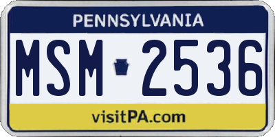 PA license plate MSM2536