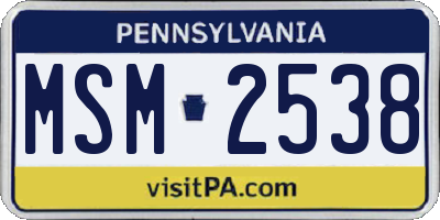 PA license plate MSM2538