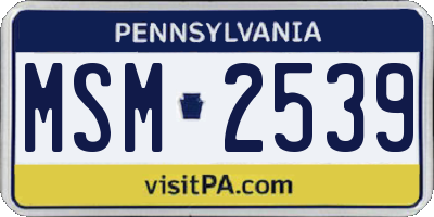 PA license plate MSM2539