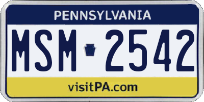 PA license plate MSM2542