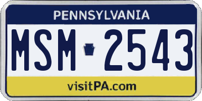 PA license plate MSM2543