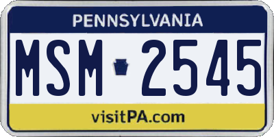 PA license plate MSM2545