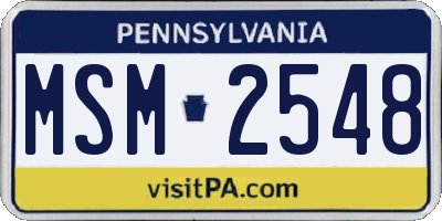 PA license plate MSM2548