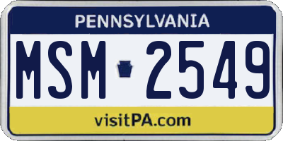 PA license plate MSM2549