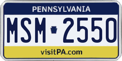 PA license plate MSM2550